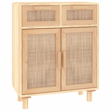 Vidaxl Komoda 60x30x75 cm trdna borovina in naravni ratan
