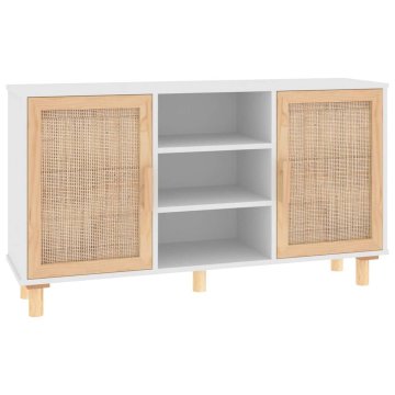 Vidaxl Komoda 105x30x60 cm trdna borovina in naravni ratan