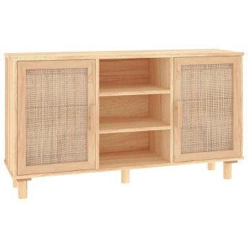 Vidaxl Komoda 105x30x60 cm trdna borovina in naravni ratan