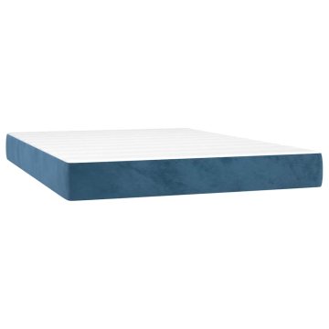 Vidaxl Vzmetnica z žepkasto vzmetjo srednje trdote temno modra 140x200x20 cm žamet