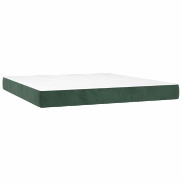 Vidaxl Vzmetnica z žepkasto vzmetjo srednje trdote temno zelena 160x200x20 cm žamet