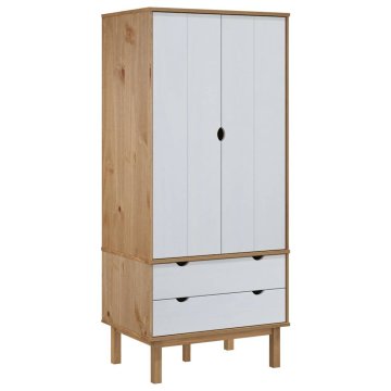 Vidaxl Garderobna omara 76,5x53x172 cm trdna borovina