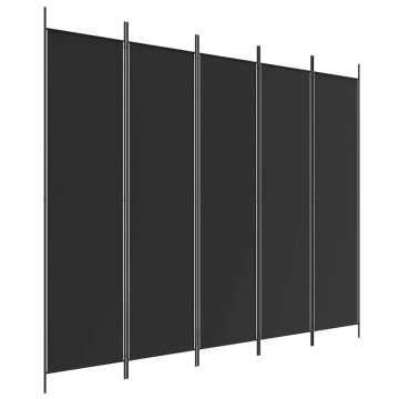 Vidaxl Paravan 5-delni 250x200 cm črno blago