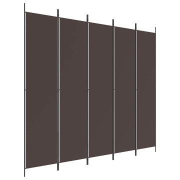 Vidaxl Paravan 5-delni rjav 250x220 cm blago
