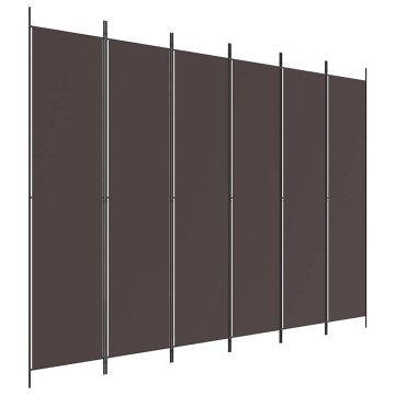 Vidaxl Paravan 6-delni rjav 300x220 cm blago