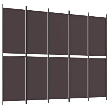 Vidaxl Paravan 5-delni rjav 250x200 cm blago