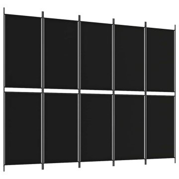 Vidaxl Paravan 5-delni 250x200 cm črno blago