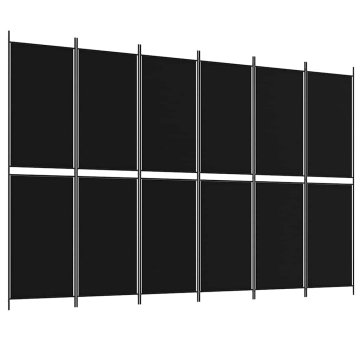 Vidaxl Paravan 6-delni črn 300x200 cm blago