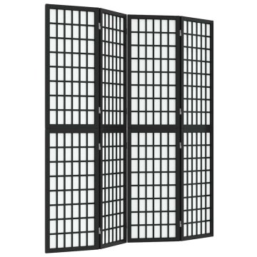 Vidaxl Zložljiv 4-delni paravan japonski stil 160x170 cm črne barve