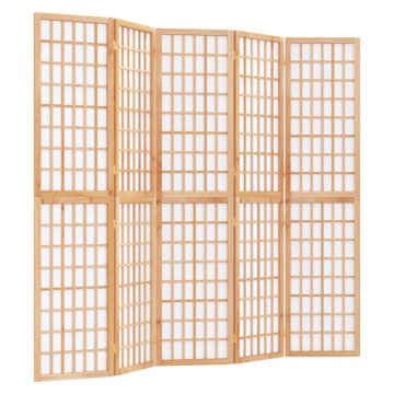 Vidaxl Zložljiv 5-delni paravan japonski stil 200x170 cm črne barve
