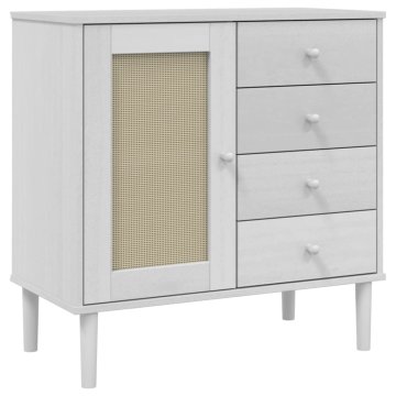 Vidaxl Komoda SENJA videz ratana bela 80x40x80 cm trdna borovina