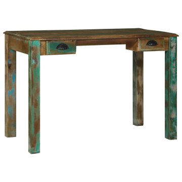 Vidaxl Pisalna miza Rjava 112 x 55 x 76 cm Trdna obnovljena les