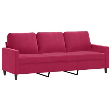 Vidaxl Kavč trosed vinsko rdeč 180 cm žamet