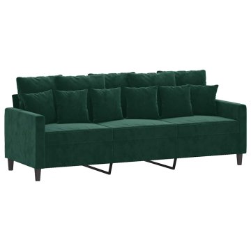 Vidaxl Kavč trosed temno zelen 180 cm žamet