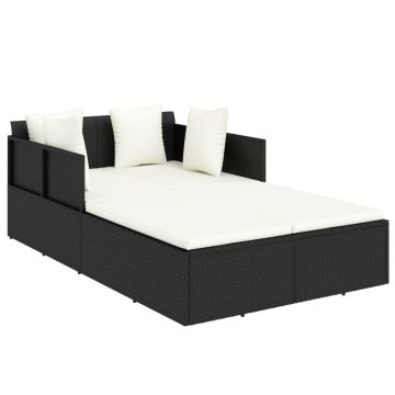 Vidaxl Ležalnik z blazinami 182x118x63 cm poli ratan