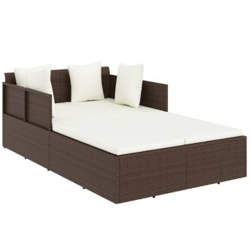 Vidaxl Ležalnik z blazinami 182x118x63 cm poli ratan