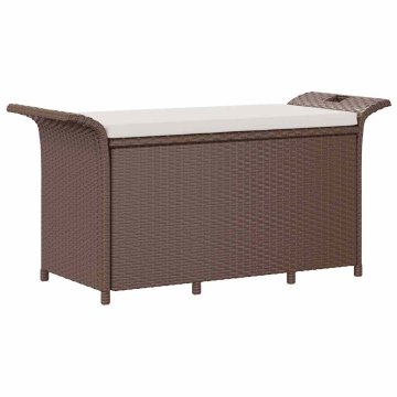 Vidaxl Vrtna klop z blazino rjava 116x46x57 cm poli ratan