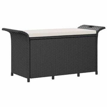 Vidaxl Vrtna klop z blazino črna 116x46x57 cm poli ratan