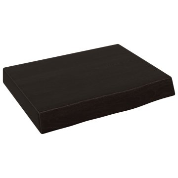 Vidaxl Stenska polica temno rjava 40x30x(2-6) cm trdna hrastovina