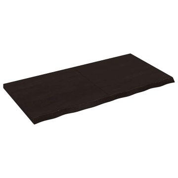 Vidaxl Stenska polica temno rjava 120x60x(2-4) cm trdna hrastovina