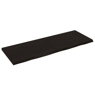 Vidaxl Stenska polica temno rjava 140x50x(2-4) cm trdna hrastovina