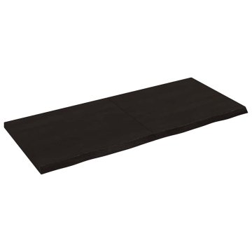 Vidaxl Stenska polica temno rjava 140x60x(2-4) cm trdna hrastovina