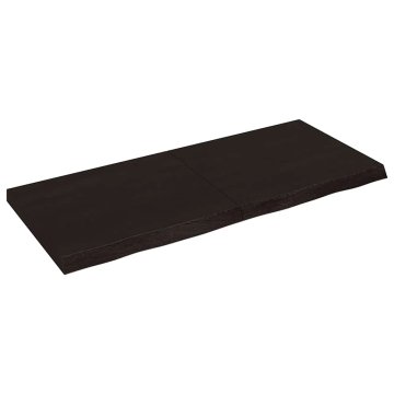 Vidaxl Stenska polica temno rjava 140x60x(2-6) cm trdna hrastovina