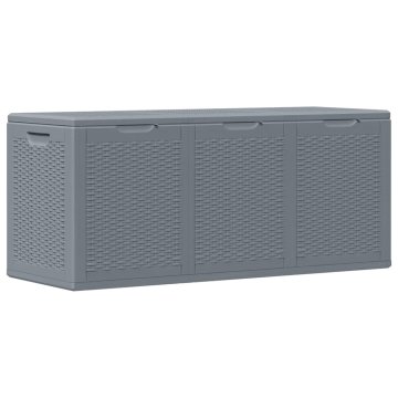 Vidaxl Vrtna škatla siva PP ratan 270 L