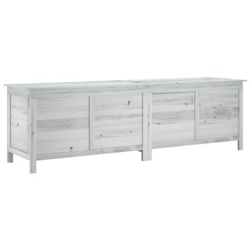 Vidaxl Vrtna škatla za shranjevanje bela 198,5x50x56,5 cm trdna jelka