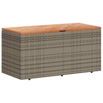 Vidaxl Vrtna škatla za shranjevanje siva 110x50x54 cm PE ratan akacija