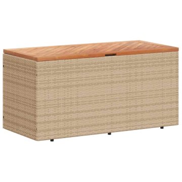 Vidaxl Vrtna škatla za shranjevanje bež 110x50x54 cm PE ratan akacija