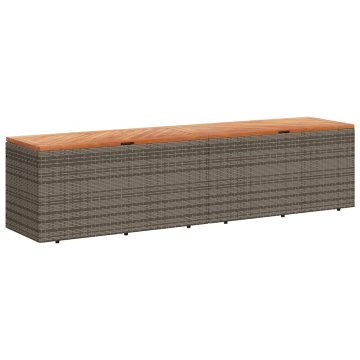 Vidaxl Vrtna škatla za shranjevanje siva 220x50x54 cm PE ratan akacija