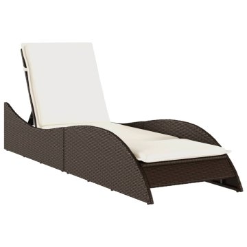 Vidaxl Ležalnik z blazino rjav 60x205x73 cm poli ratan