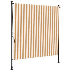 Vidaxl Zunanje rolo senčilo oranžno in belo 150x270 cm tkanina jeklo