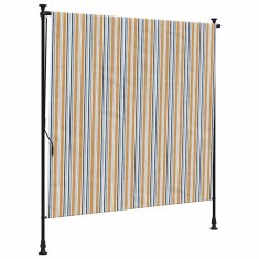 Vidaxl Zunanje rolo senčilo rumeno in belo 150x270 cm tkanina in jeklo
