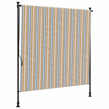 Vidaxl Zunanje rolo senčilo rumeno in belo 150x270 cm tkanina in jeklo