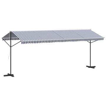 Vidaxl Prostostoječa tenda modra in bela 600x300 cm krem blago jeklo