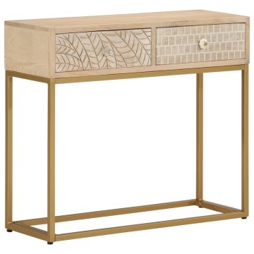Vidaxl Konzolna mizica 90x30x76 cm trden mangov les in železo