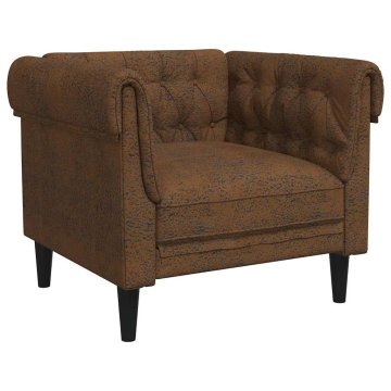 Vidaxl Fotelj chesterfield rjava tkanina