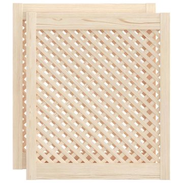 Vidaxl Vrata za omarico z mrežico 2 kosa 59,5x69 cm trdna borovina