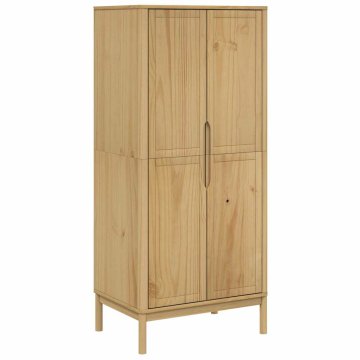 Vidaxl Garderobna omara FLORO vošč. rjava 77x53x171 cm trdna borovina
