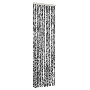 Vidaxl Zavesa proti mrčesu siva in črna in bela 56x200 cm šenilja