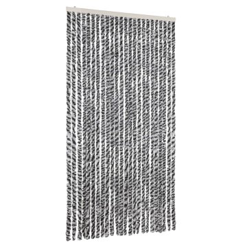 Vidaxl Zavesa proti mrčesu siva in črna in bela 100x230 cm šenilja
