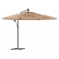 Vidaxl Vrtni senčnik z LED in z jeklenim drogom rjav 246x246x230 cm