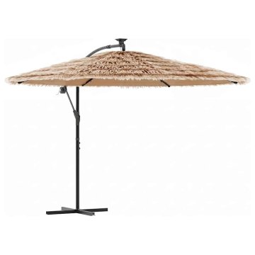 Vidaxl Vrtni senčnik z LED in z jeklenim drogom rjav 246x246x230 cm