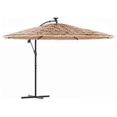 Vidaxl Vrtni senčnik z LED in z jeklenim drogom rjav 269x269x235 cm