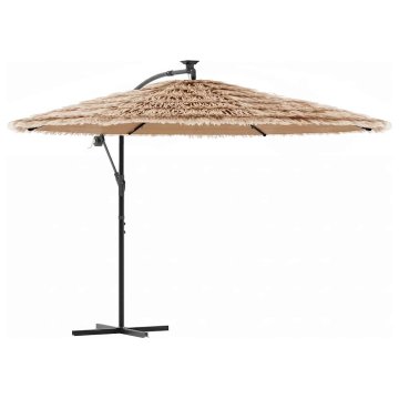 Vidaxl Vrtni senčnik z LED in z jeklenim drogom rjav 269x269x235 cm