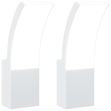 Vidaxl Zunanja LED stenske svetilke 2 kosa bela tlačno lit aluminij