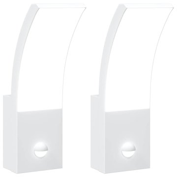 Vidaxl Zunanje LED stenske senzorske svetilke bela tlačno lit aluminij