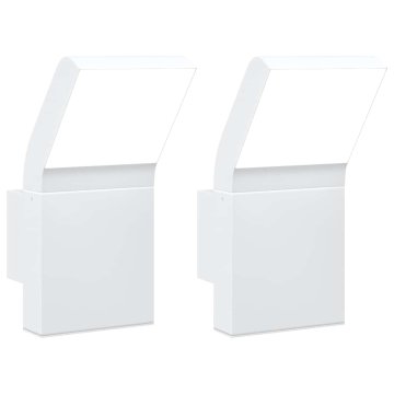 Vidaxl Zunanja LED stenske svetilke 2 kosa bela tlačno lit aluminij